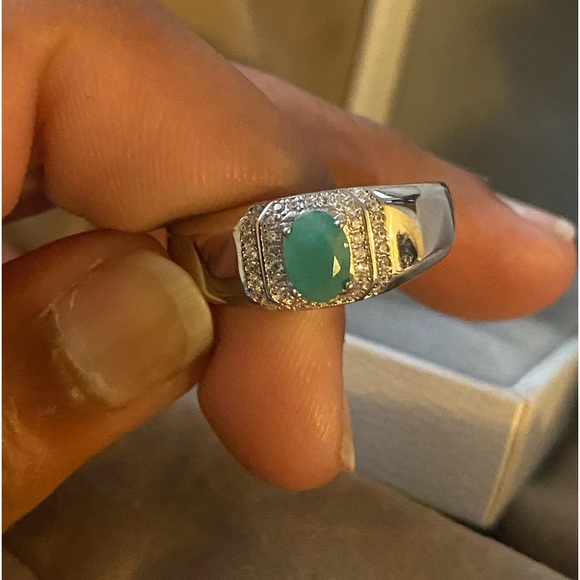 S925 natural emerald men’s ring - Picture 5 of 8